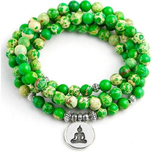 High Quality Natural Green Sea Sediment Imperial 6MM Beads Stretch Energy Yoga Gift Bracelets Women Men Buddha Charm New Design