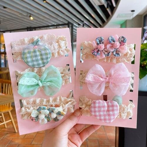 3Pcs/Set Bowknot Baby Girl Headband Flower Lace Kids Hair Band Cartoon Print Newborn Headwear Children Photography Props