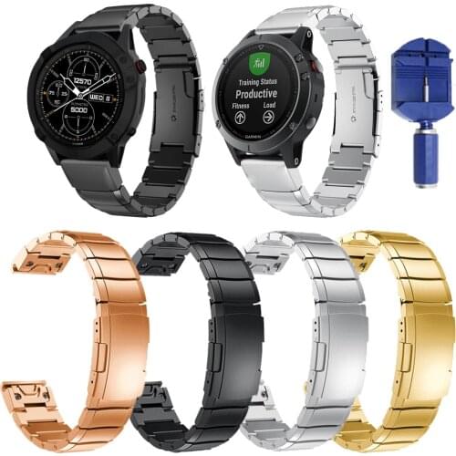 For Garmin Fenix​6 6X 6S pro/5S 5 5X plus 3 3HR stainless steel quick release easy install wrist strap bracelet 20mm 22mm 26mm