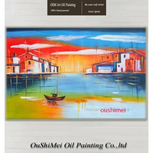 Hand painted canvas oil paintings seascape art painting for living room modern decor 1 piece termin painting decorative pictures