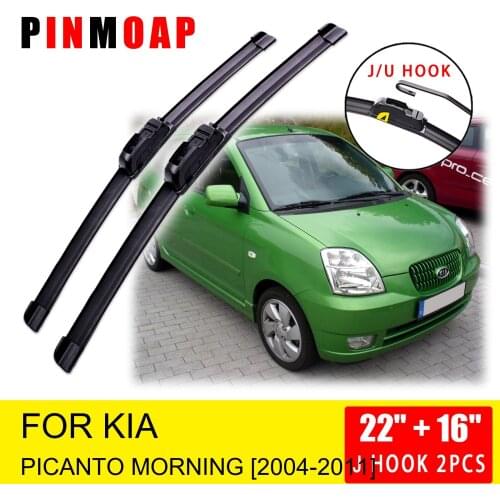 For KIA Picanto Morning 2004 2005 2006 2007 2008 2009 2010 2011 Front Wiper Blades Brushes Cutter Accessories U J Hook