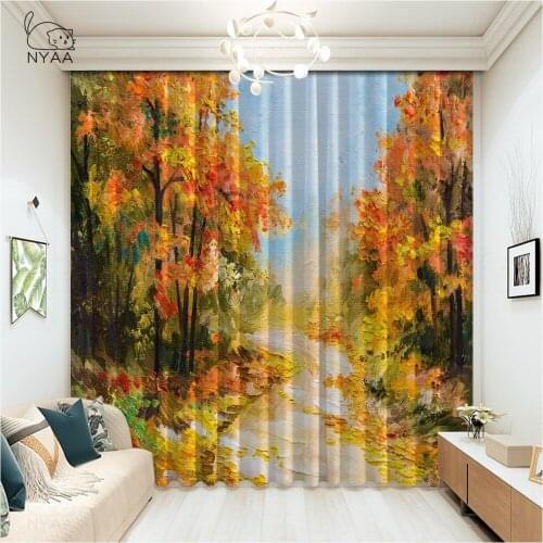 Forest Curtains Bedroom Japanese Panel Flower Scenic Curtain Wood Northern Europe Curtains Of Beads On The Window Micro Shading