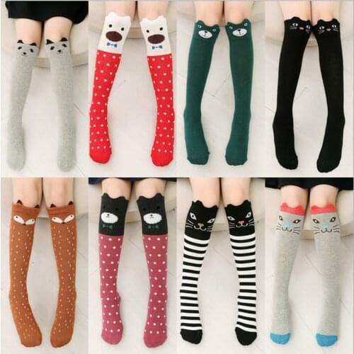 Kawaii Girls Boys Socks Catoon Pattern Kids Socks Baby Long Knee High Socks Children Christmas Gift Spring Stocking For Girl