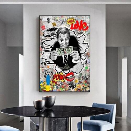 Modern graffiti art rich man poster painting canvas painting living room decoration frameless