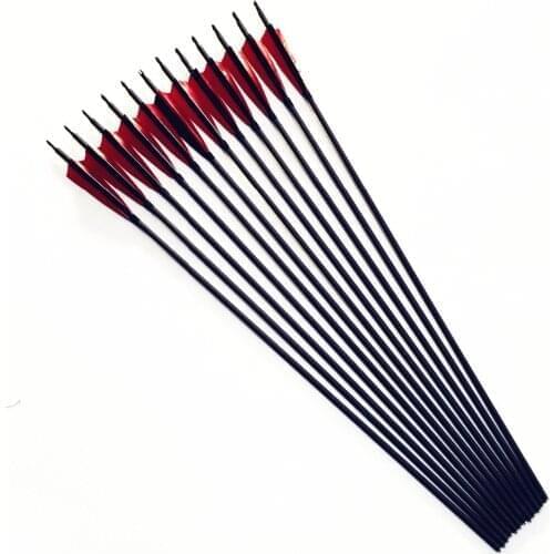 6/12/24pcs 32'' Carbon Arrows OD 7.5mm Spine 500 600 With Changeable Arrowhead For Recurve Bow Archery