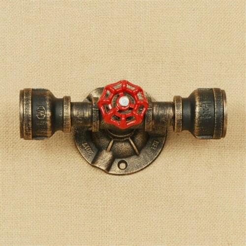 Vintage Valve Iron Water Pipe Wall Lamp Sconces Double Head Loft Industrial Wind LED Wall Light Fixtures Lampara Pared