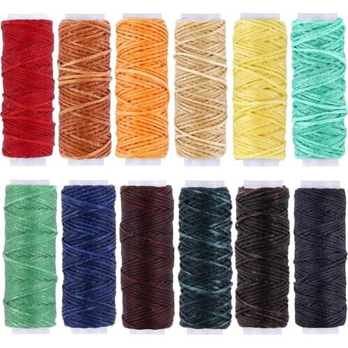 12 Colors 150D Leather Sewing Waxed Thread Cord for Craft DIY, 1mm Diameter,Each of 13 Yards