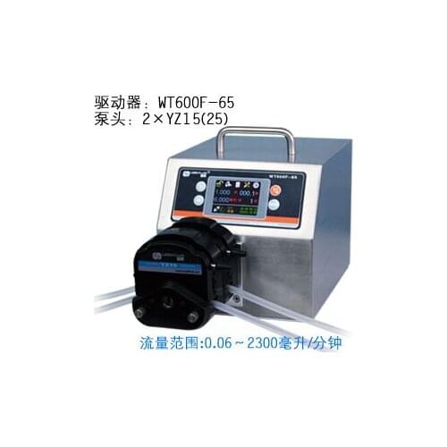 WT600F-65 2xYZ25 Head Big High Flow Industrial Lab Intelligent Dispensing Peristaltic Dosing liquid Pumps (IP65) 1.7-1700 ml/min