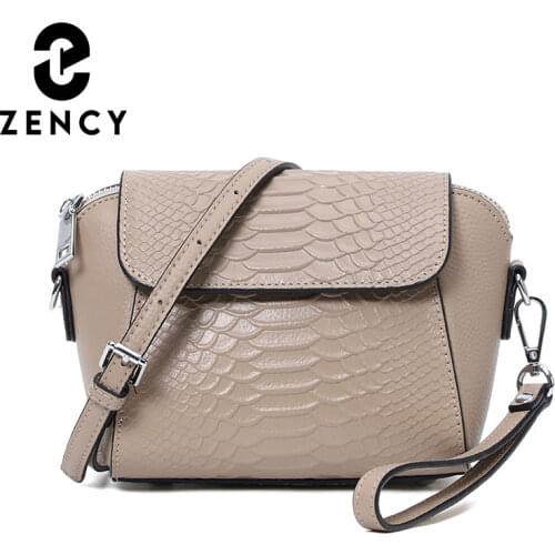 Zency Genuine Leather Summer New Alligator Women Crossbody Bag Flap Fashion High Quality Cover Lady Shoulder Bags Simple Elegant