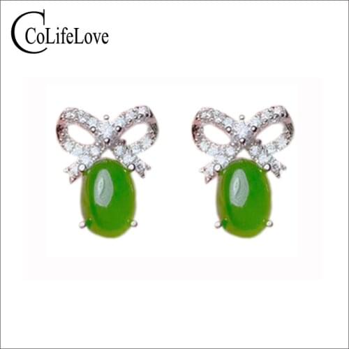 CoLife Jewelry Fashion 925 Silver Std Earrings for Daily Wear 5mm*7mm Natural Jasper Earrings Jasper Earrings Woman Gift