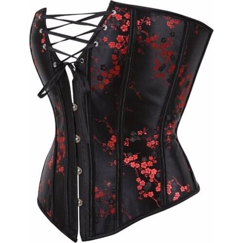 Plus Size Caudutas Corset Sexy Black Red Corsets And Bustiers Lace Up Corset Top For Wedding Dress Embroider Overbust Burlesque