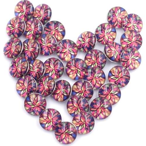 10PCS 18mm Multicolor Flower Round Metal Press Buttons DIY Snap Button Handmade Crafts Scrapbook Gift Decor Jewelry Accessories