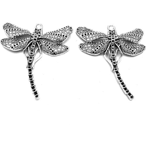 10pcs Dragonfly Charms Pendant 50x55mm antique silver ornament accessories jewelry making craft base material