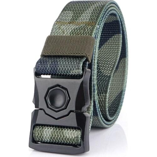 125cm Nylon Tactical Belt Men Women Solid Canvas Belt Magnetic Buckle 3.8cm Army Camouflage Training Combat Casual Belt HEA14