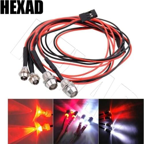 4 LED Headlight 3mm White/Red Light RC Car Parts for TRAXXAS HSP HPI REDCAT Axial SCX10 Remote Control Toys Accessories