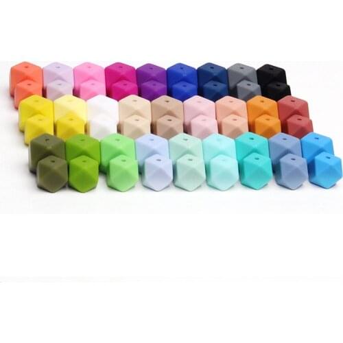 50 Pcs Silicone Teething Beads Hexagon 17mm Nursing Chew Necklace Diy Jewelry Findings Bpa Free Teether Beads For Baby