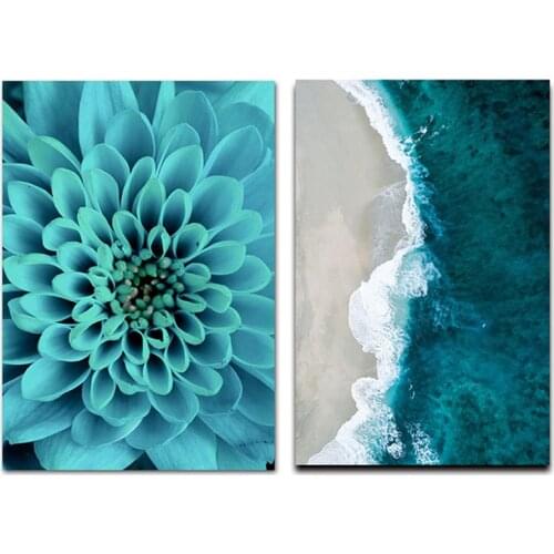 Ocean Waves Blue Flower Diamond Painting Cross Stitch diamond Embroidery 5d diy Crafts Mosaic Rhinestones Home Decoration