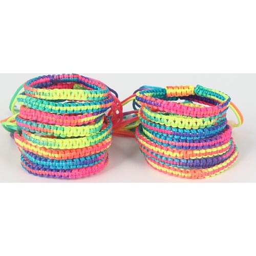 10pcs Rainbow Colorful Braid Cord Friendship Bracelets For Girls Gift DIY Handmade Adjustable Rope Bracelets