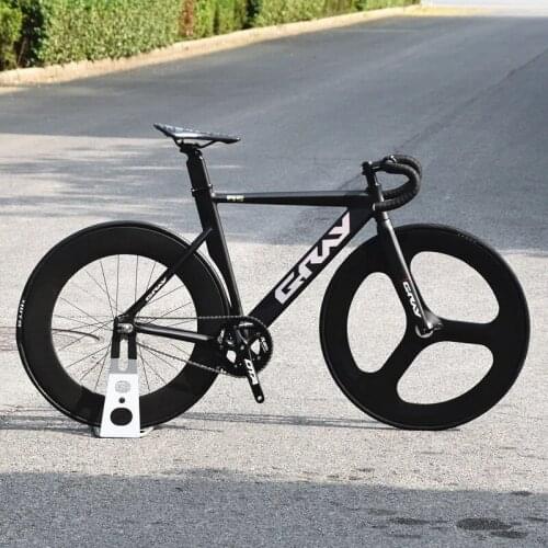 Track Bike 52cm Aluminium Alloy Frame Carbon Fiber Fork Single Speed Racing Bicycle With 700C Rims WTB Thickslick Tires V-Brake