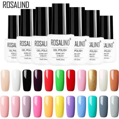 ROSALIND Gel Nail Polish Soak Off Vernis White Bottle Need UV Lamps Semi Permanent Gel Varnish Set For Manicure Nail Art Gel