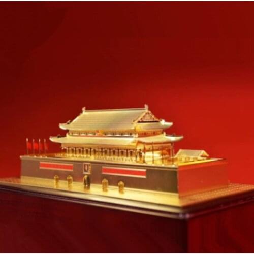 Tiananmen Chinese ancient building model copper metal original office window home display crafts