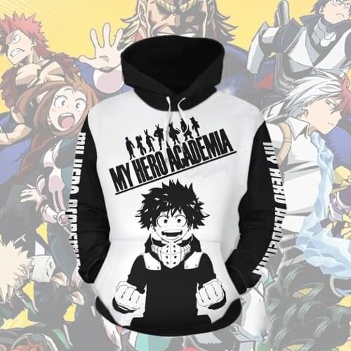 Cartoon My Hero Academia Cosplay Costume 3d Digital Printing Jacket Hoodie Sweatshirt Anime Hood Top Clothing
