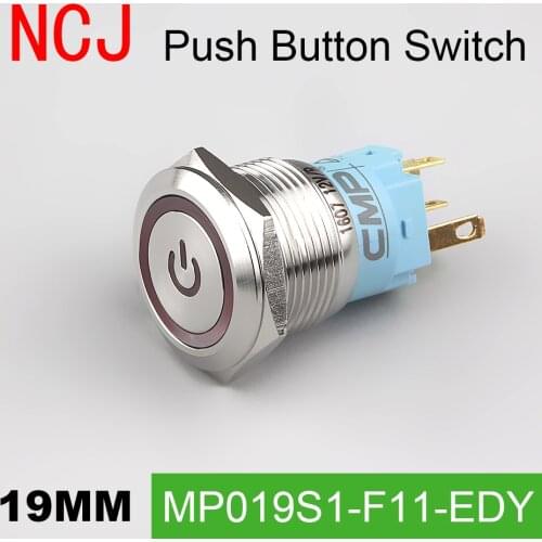 NCJ 19mm Metal Push Button Switch IP67 Maintained Alternate & Momentary push button switch with LED lamp 5A