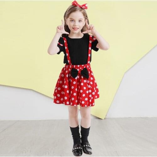 Cute Polka Dot Dress Baby Girls Clothes Halloween Cosplay Mini Mouse Princess Costume Kids New Year Party Big Bow Clothing