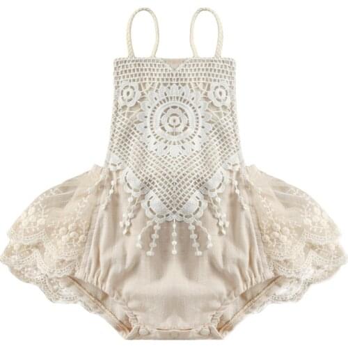 Cute Newborn Baby Girl Sleeveless Lace Romper Jumpsuit Outfits Baby Girls Clothes 2021 New Fashion Backless Sling Rompers 0-24M