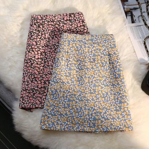Floral Mini Korean Fashion Style Autumn Summer Skirts For Vintage Kawaii WomenS 2021 Clothes High-Waisted Skirt Harajuku