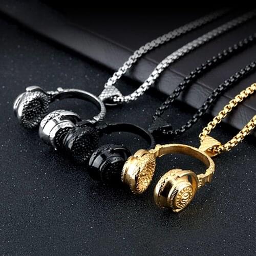 Medical Stainless Steel 3D Music Headphone Pendant Necklace Popular Hop Headset Men Women Gift Jewelry Wholesale Dropshipping