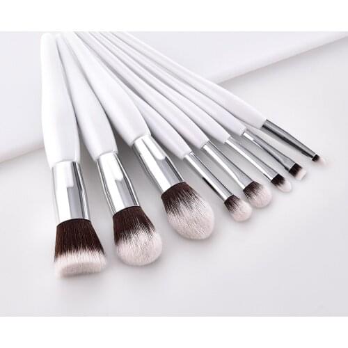 5/8 pcs/set makeup brush kit soft synthetic head wood handle brushes fan flat brush set for women eyeshadow facial make up