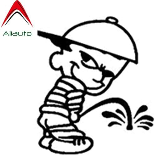 Aliauto Funny Car Sticker Peeing on Haters Boy Vinyl Accessories PVC Decal Black/Silver for Jeep Renegade Renault Clio,15cm*13cm