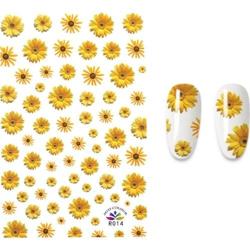 Flower Nail Sticker Art Stickers Foil Adhesive Decals Sunflower Designs Manicure Decorations