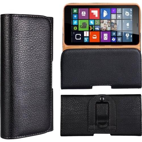 Newest Waist Case Holster PU Leather Black Pouch Cover Case For Microsoft Lumia 640 For Nokia Lumia 640 Phone Bag Drop Shipping