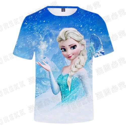 2021 New Disney Cartoon Anime Frozen T Shirt Men Women Children Summer Cool 3D Printed Boy Girl Kids Streetwear Tee Clothing