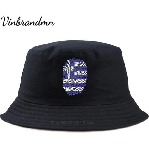 2021 New Fashion Greece Flag Fingerprint Panama Bucket Hat Men Women cartoon Bucket Cap Hat Fishing Fisherman Hat girl boy hats