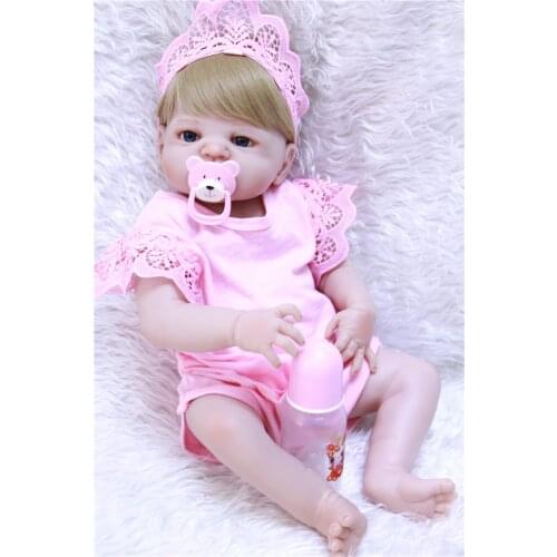 Baby real born full silicone dolls NPK 22" bebes reborn girl dolls for child gift can enter water bonecas brinquedo menina
