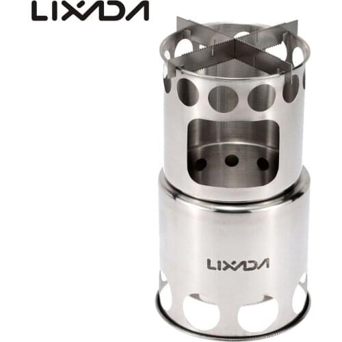 Lixada Portable Stainless Steel Lightweight Wood Stove Outdoor Cooking Picnic Camping Burner