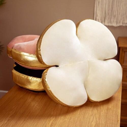 Luxury Velvet Four Leaf Clover Pillow Stuffed Pink Black Lucky Leaf Chair Seat Pillow Elegant Flower Floor Mat Sofa Home Decor