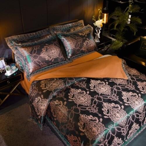 Luxury Jacquard Bedding Sets Nordic 4 Pieces Duvet Cover Set with Lace Flat Bed Sheet Pillowcase Queen King Size Home Textiles