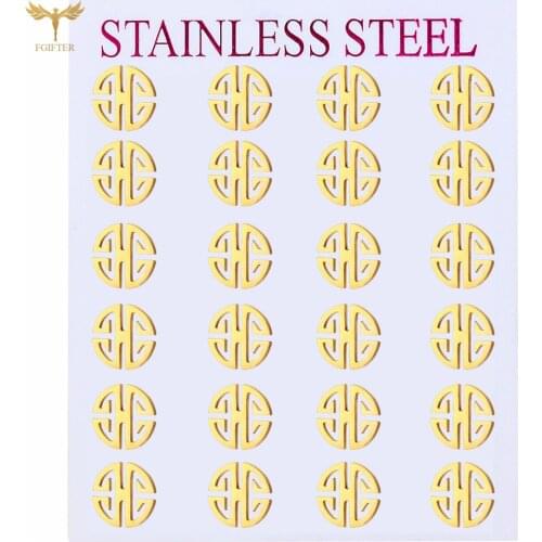 Geometric Round Studs Earring Stainless Steel Ear Piercing for Couples Fashion 12 Pairs of Set Jewelry 2021 boucles d oreille