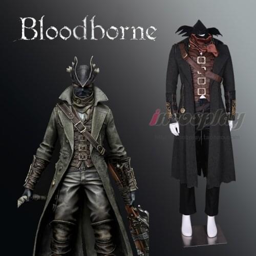 [STOCK] 2018 Anime Bloodborne Hunter Battle Uniform Cosplay Costume Customize Full Set Any Size For Halloween Free Shipping New