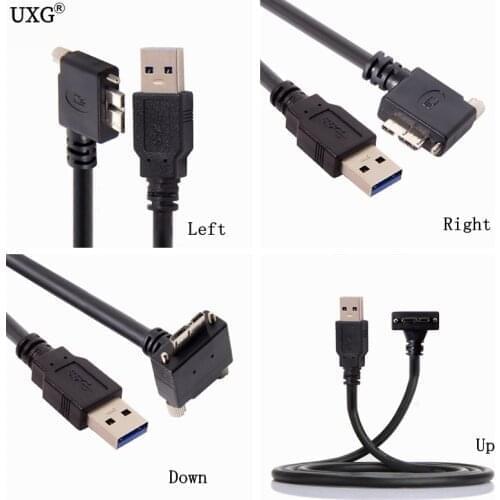 90 Degree Right Up Down Angled Micro B USB 3.0 With Lock Screws Mount Data Charge cable for IDS AVT Point Grey industrial camera