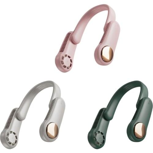 USB Neck Fan 1PC New Rechargeable Portable Handsfree Fan Suspended 3 Speeds Adjustable Double Neck Fan 350° Rotatable