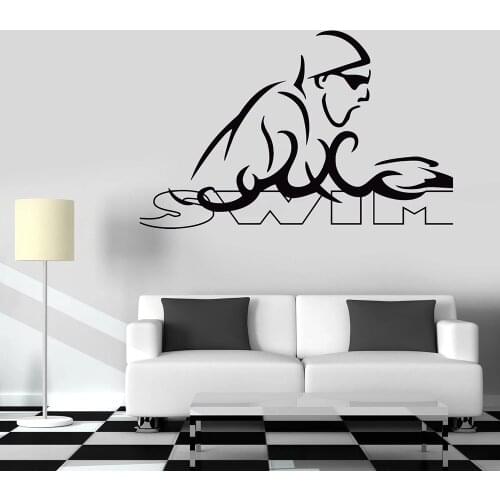 Swim Wall Decal Gym Sport Swimming Vinyl Wall Sticker For Gymnasium Bedroom Decor Accessories Wall Decals Living Room C913