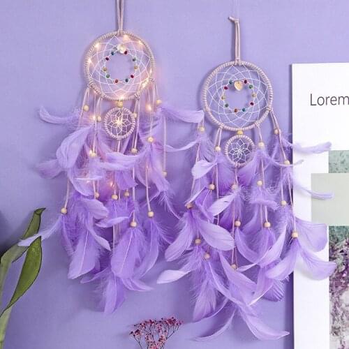 2019vintage home decoration retro feather dream catcher circular feathers wall hanging dreamcatcher wind chimes attrape nursery