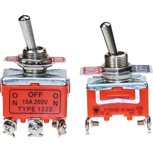 High Quality 1PCS TYPE1322 15A/250V 6 pin Waterproof Switch Cap On-Off-On Miniature Toggle Switches