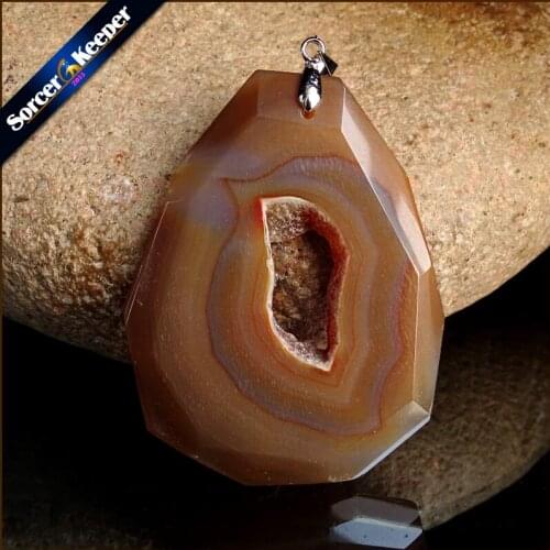 High Quality Natural Crystal Cluster Gem Stone Jewelry Polished Faceted Agates Slice Beads Pendant Necklace for Women YS324