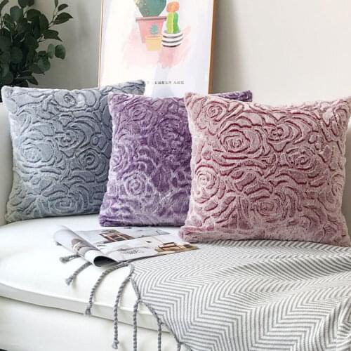 1PC Soft Jacquard Plush Cushion Cover Solid Color Pillow Cases Home Decor Living Room Sofa Decorative Pillowcase 45X45cm